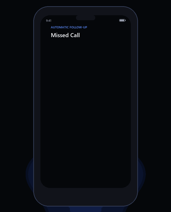 Animation showing the automatic missed-call response system